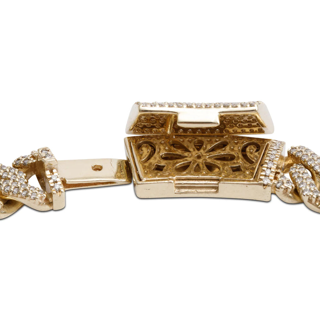 10k Yellow Gold 16.70 tcw. Pave Diamond Cuban Link Necklace