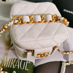 Chanel Chain Bar Vanity with Chain 22S Quilted Calfskin Small Coeur Cult Core