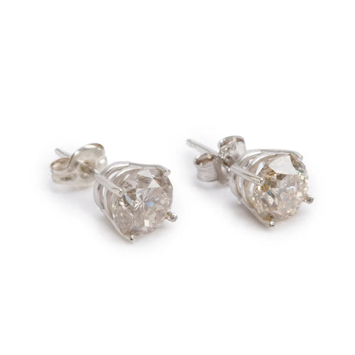 14k White Gold 1.98 tcw. Diamond Stud Earrings