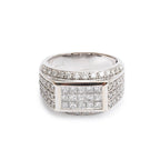 14k White Gold Diamond Cluster Ring, Size 9