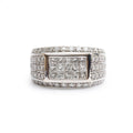 14k White Gold Diamond Cluster Ring, Size 9