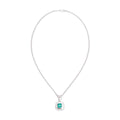 14k White Gold Emerald &amp; Diamond Pendant Necklace