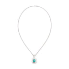 14k White Gold Emerald &amp; Diamond Pendant Necklace