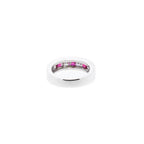 14k White Gold Princess Cut Ruby &amp; Diamond Band Ring