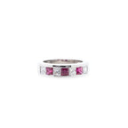 14k White Gold Princess Cut Ruby &amp; Diamond Band Ring