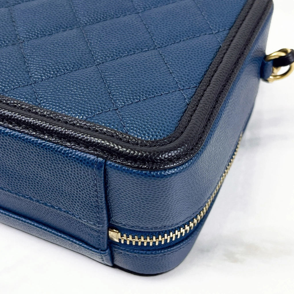 Chanel small blue filigree vanity, gold hdw Coeur Cult Core