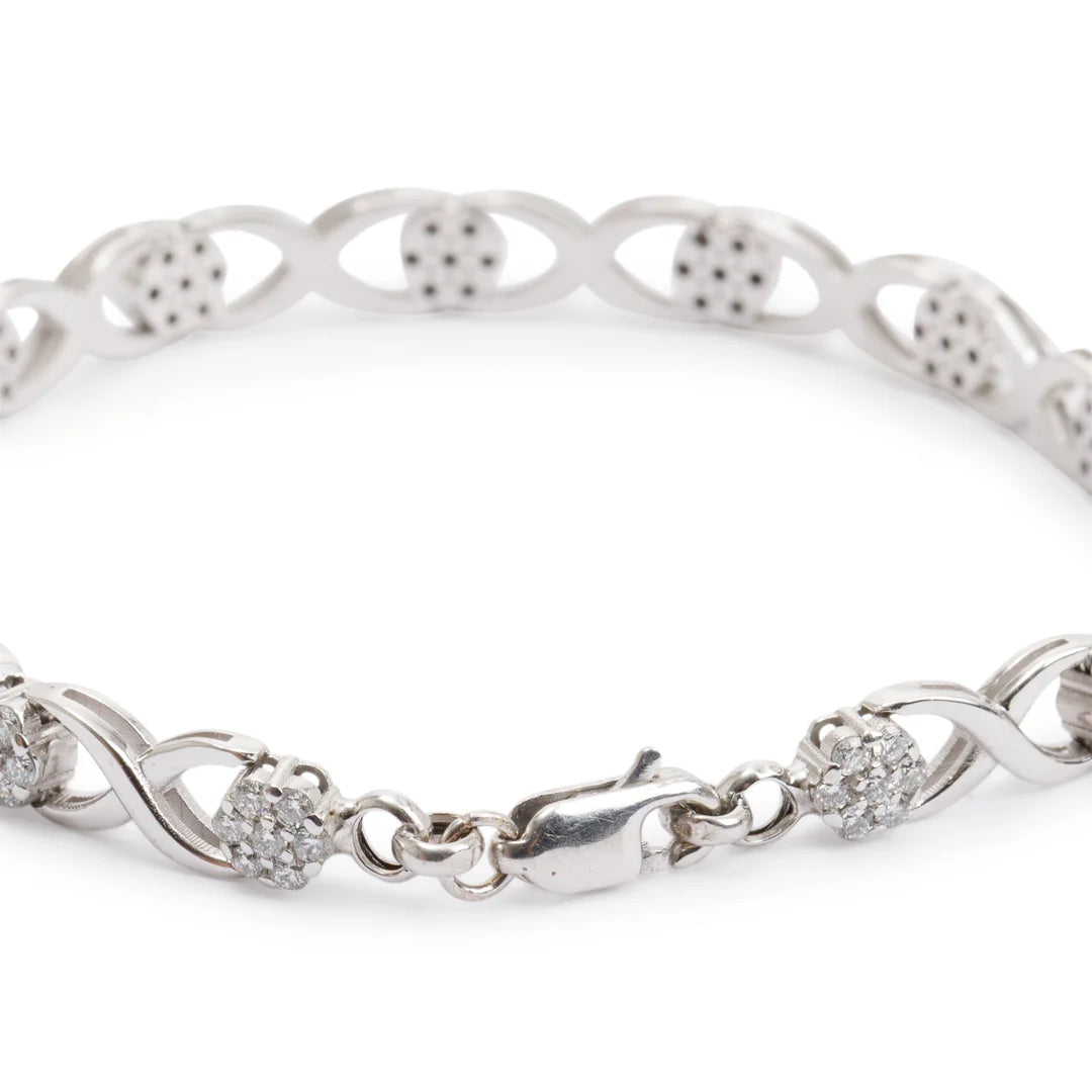 18k White Gold 1.82 tcw. Diamond Link Bracelet