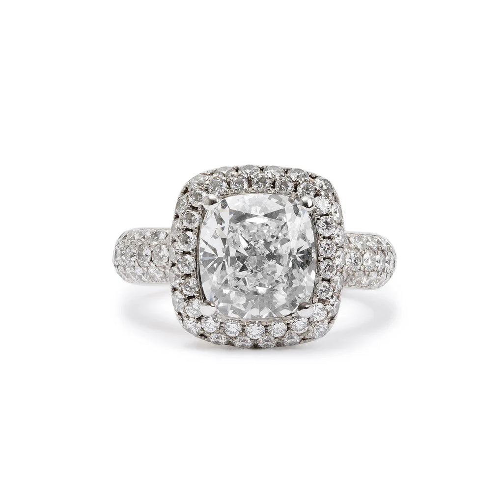 18k White Gold 3.01 ct. Cushion Cut Diamond Engagement Ring, Size 5.25 w/ GIA Diamond Certificate
