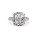 18k White Gold 3.01 ct. Cushion Cut Diamond Engagement Ring, Size 5.25 w/ GIA Diamond Certificate