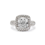 18k White Gold 3.01 ct. Cushion Cut Diamond Engagement Ring, Size 5.25 w/ GIA Diamond Certificate