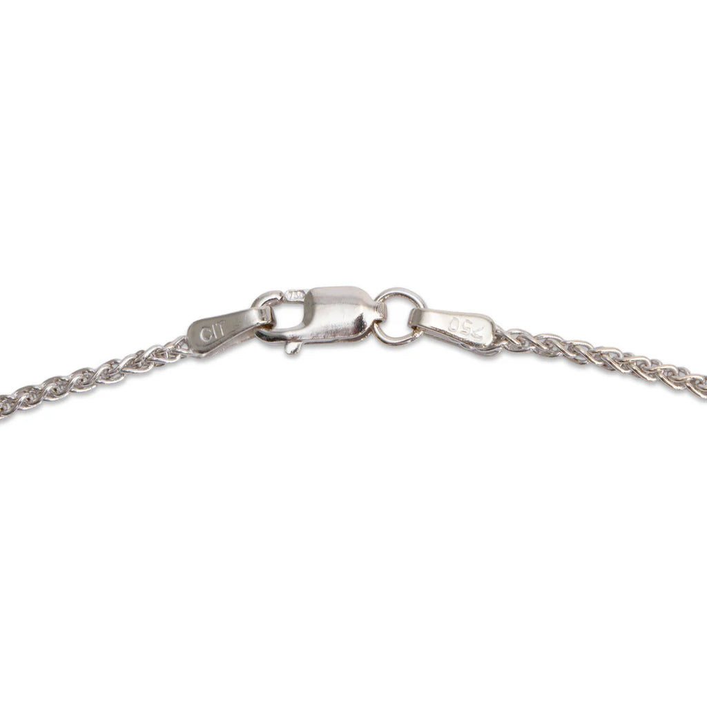 18k White Gold Blue Topaz &amp; Diamond Pendant Necklace
