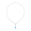 18k White Gold Blue Topaz &amp; Diamond Pendant Necklace