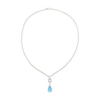 18k White Gold Blue Topaz &amp; Diamond Pendant Necklace