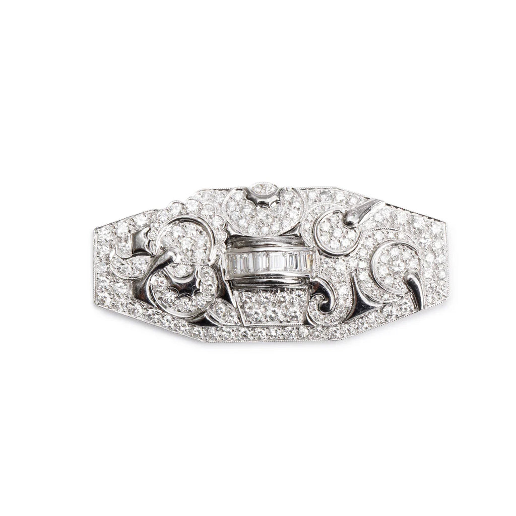 18k White Gold Diamond Pin Brooch