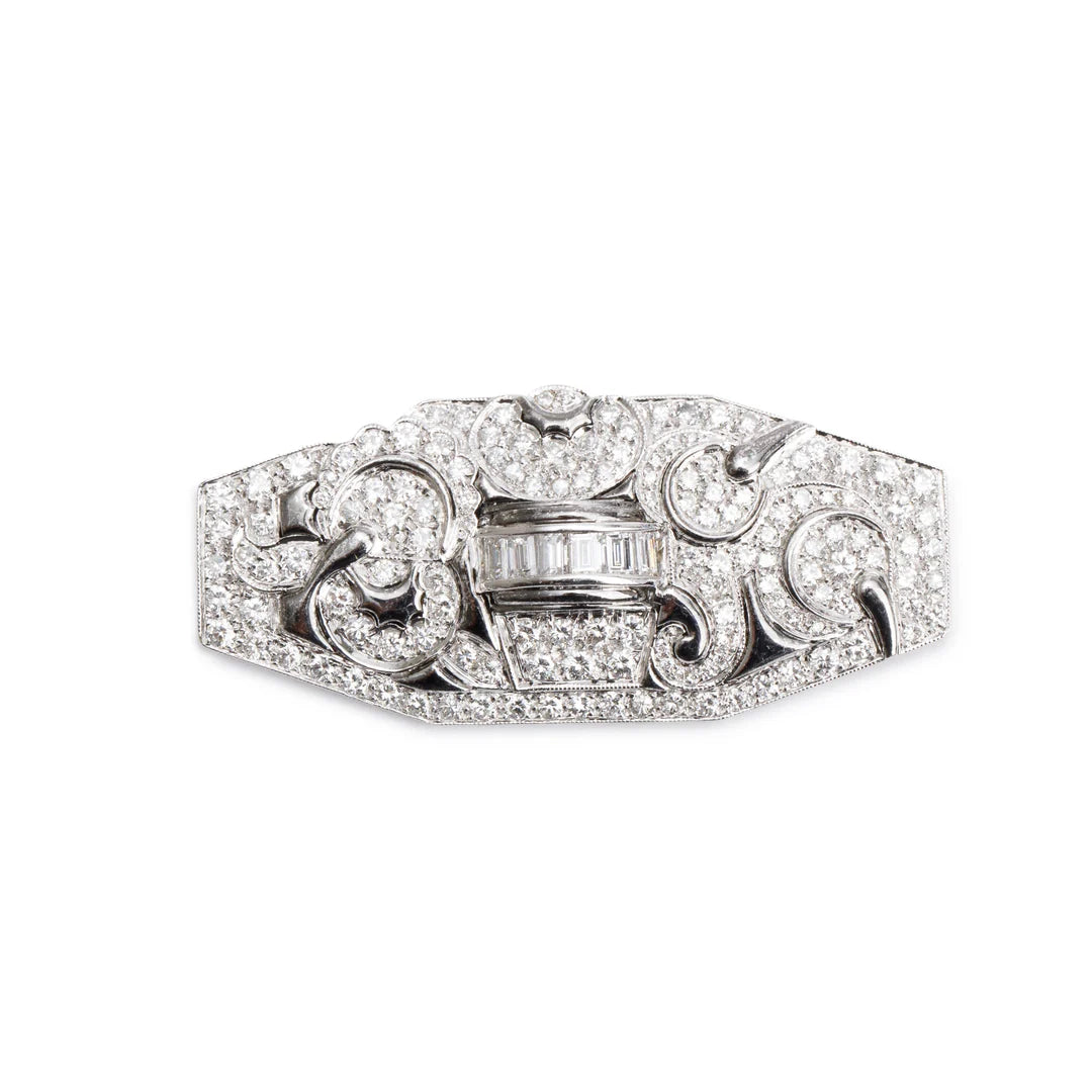 18k White Gold Diamond Pin Brooch