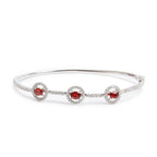18k White Gold Ruby &amp; Diamond Bangle Bracelet