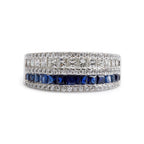 18k White Gold Sapphire &amp; Diamond Ring, Size 7