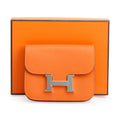 2022 Orange Veau Epsom Constance Slim Compact Wallet w/ Box &amp; Insert
