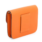 2022 Orange Veau Epsom Constance Slim Compact Wallet w/ Box &amp; Insert