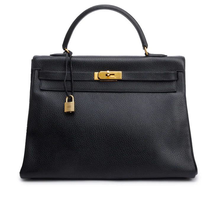 Black Noir Togo Kelly Retourne 35 w/ Strap
