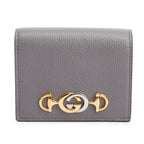 Grey Calfskin Leather Zumi Chain Card Case Wallet w/ Box