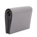 Grey Calfskin Leather Zumi Chain Card Case Wallet w/ Box