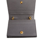 Grey Calfskin Leather Zumi Chain Card Case Wallet w/ Box