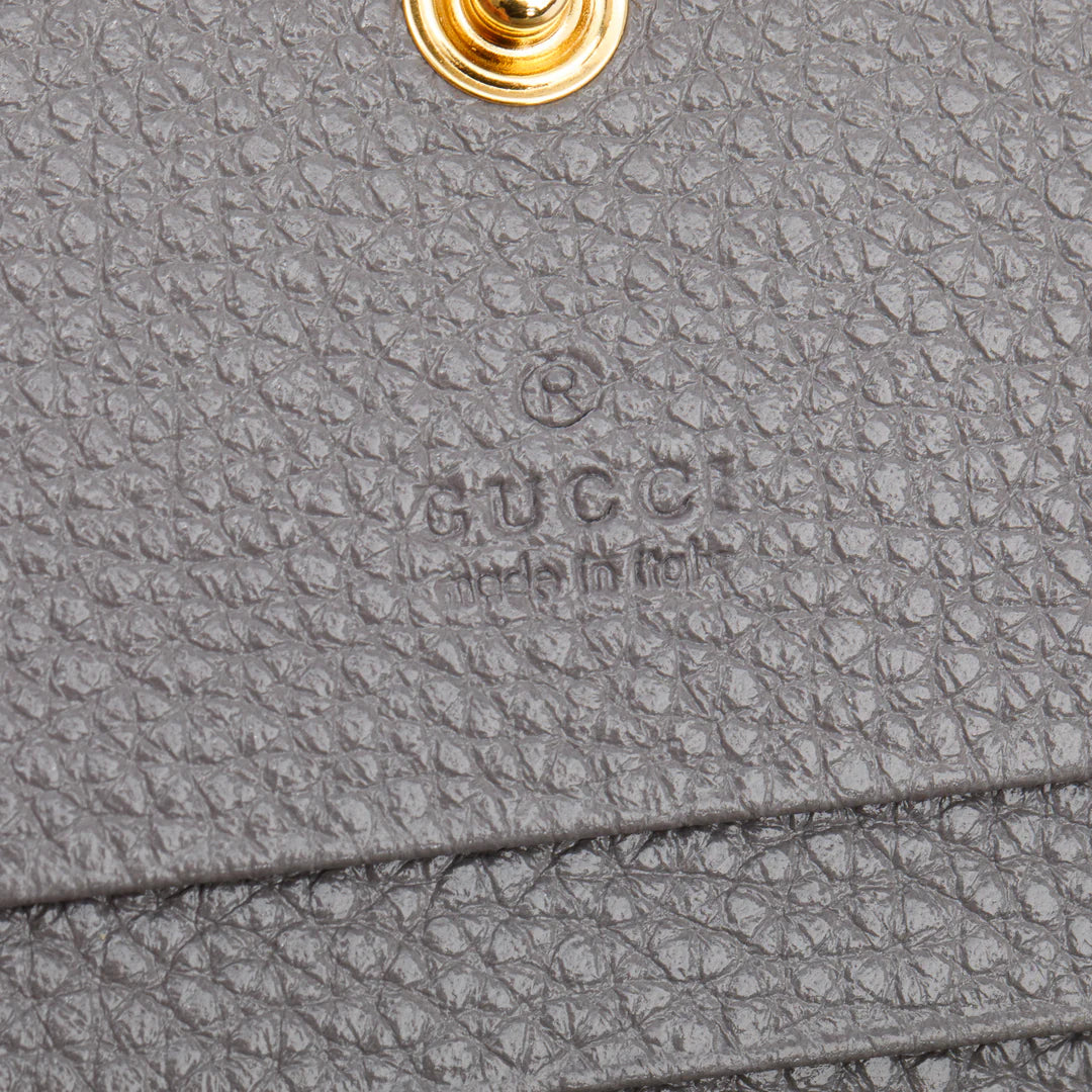Grey Calfskin Leather Zumi Chain Card Case Wallet w/ Box