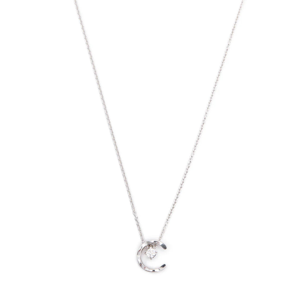 18k White Gold Diamond Coco Pendant Necklace