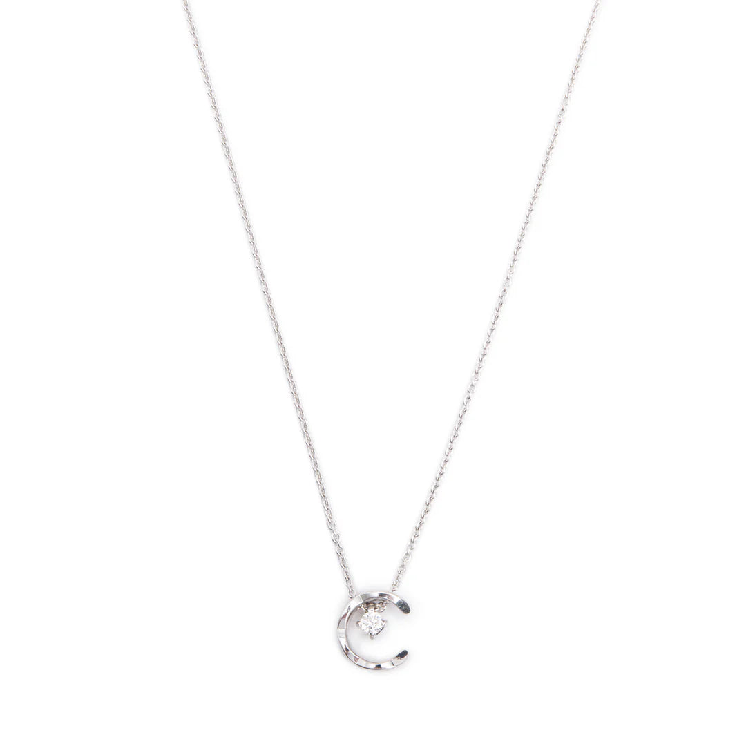 18k White Gold Diamond Coco Pendant Necklace