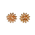 18k Rose Gold Diamond Flower Stud Earrings w/ Box