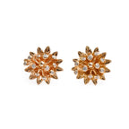 18k Rose Gold Diamond Flower Stud Earrings w/ Box