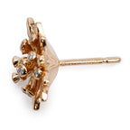 18k Rose Gold Diamond Flower Stud Earrings w/ Box