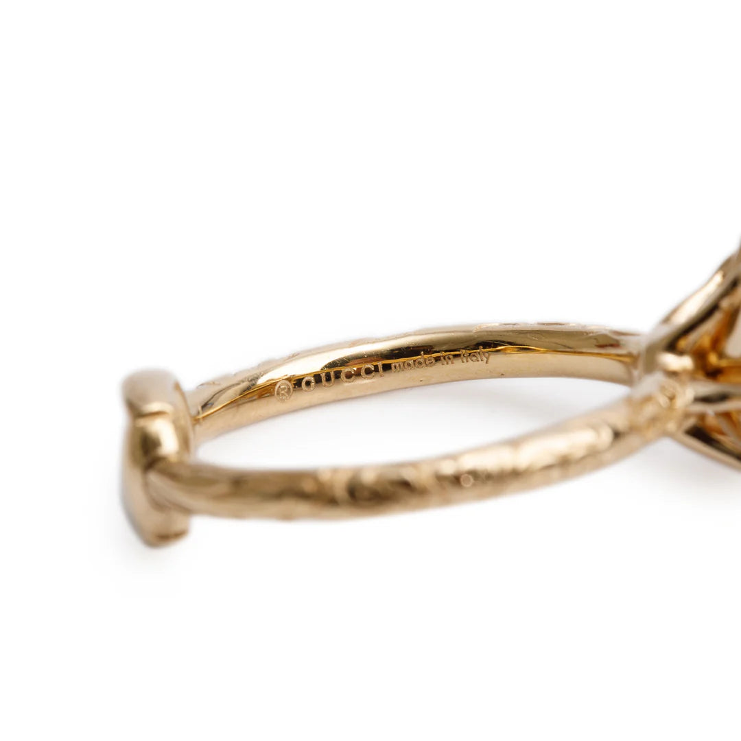 18k Yellow Gold Diamond Flora Horsebit Ring, Size 13 6.25 w/ Box