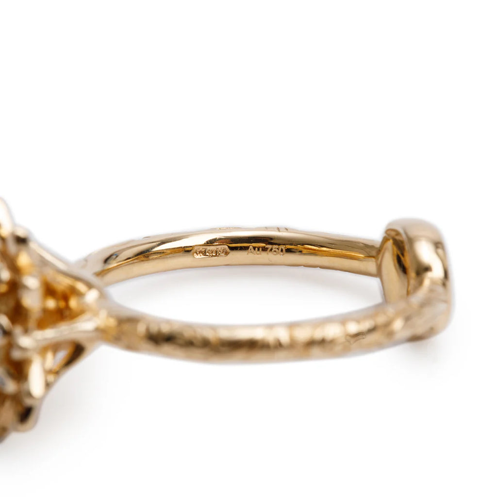 18k Yellow Gold Diamond Flora Horsebit Ring, Size 13 6.25 w/ Box