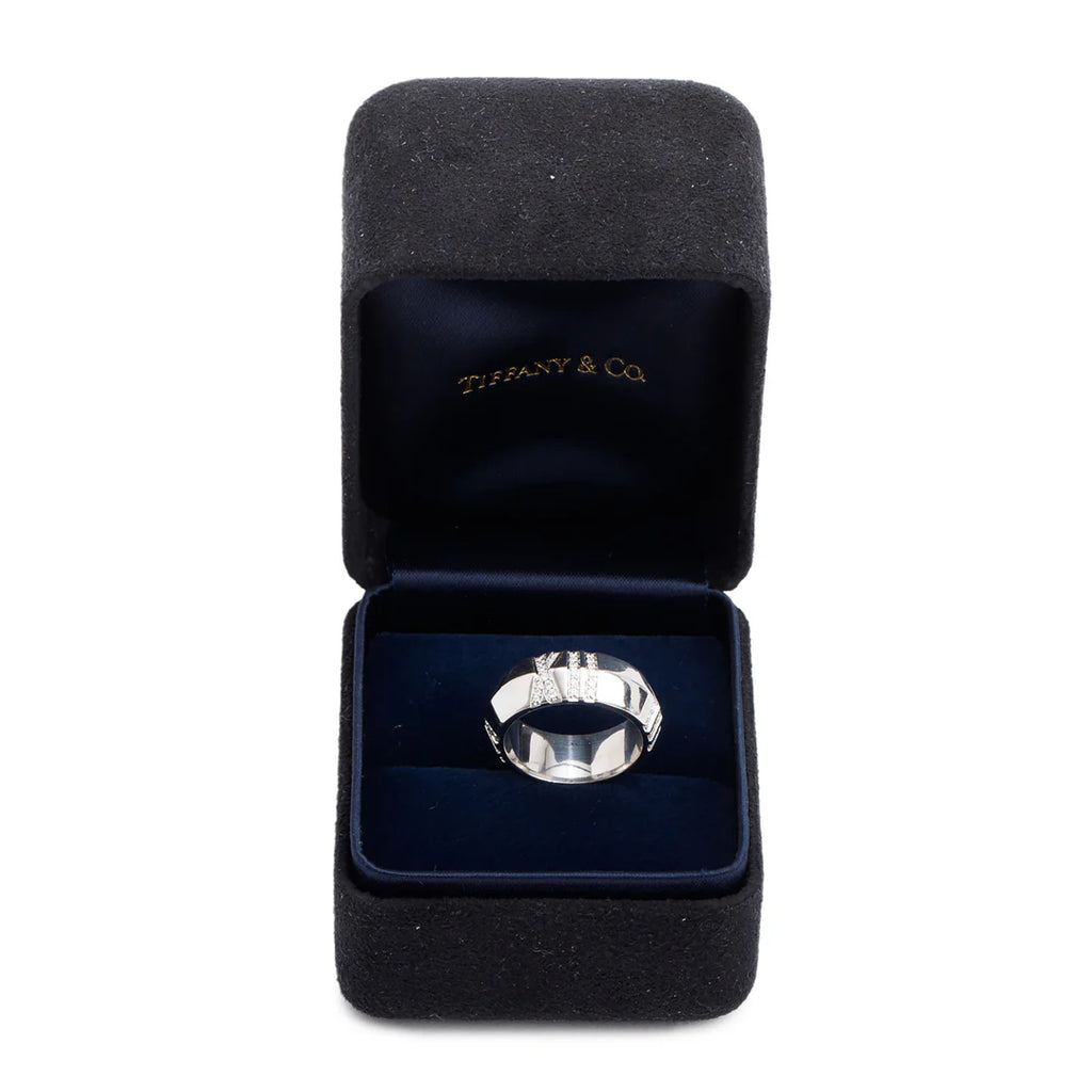 18k White Gold Diamond Atlas X Closed Wide Ring, Size 6 w/ Box
