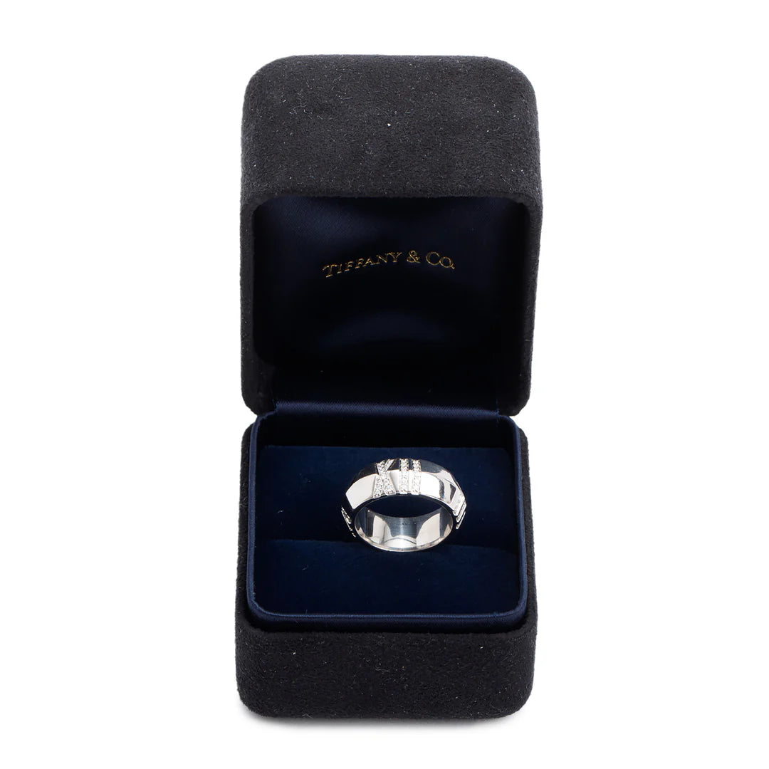 18k White Gold Diamond Atlas X Closed Wide Ring, Size 6 w/ Box