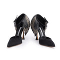 Black Satin Fringe Francamaria Pumps, Size 37 Coeur Cult Core