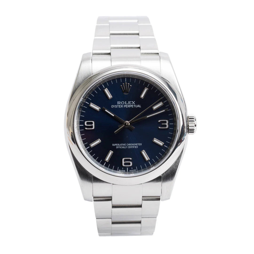 Stainless Steel Oyster Perpetual 36 MM Watch Blue Dial 116000 w/ Box &amp; Papers