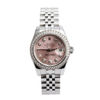 Stainless Steel Diamond Bezel Pink Diamond Dial 26 MM Datejust Watch 179384 w/ Box &amp; Papers