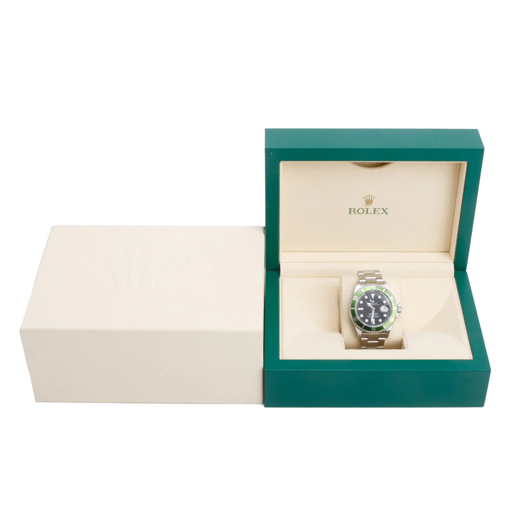 Stainless Steel Submariner Date 'Kermit' 40 MM Watch 16610T w/ Box Coeur Cult Core