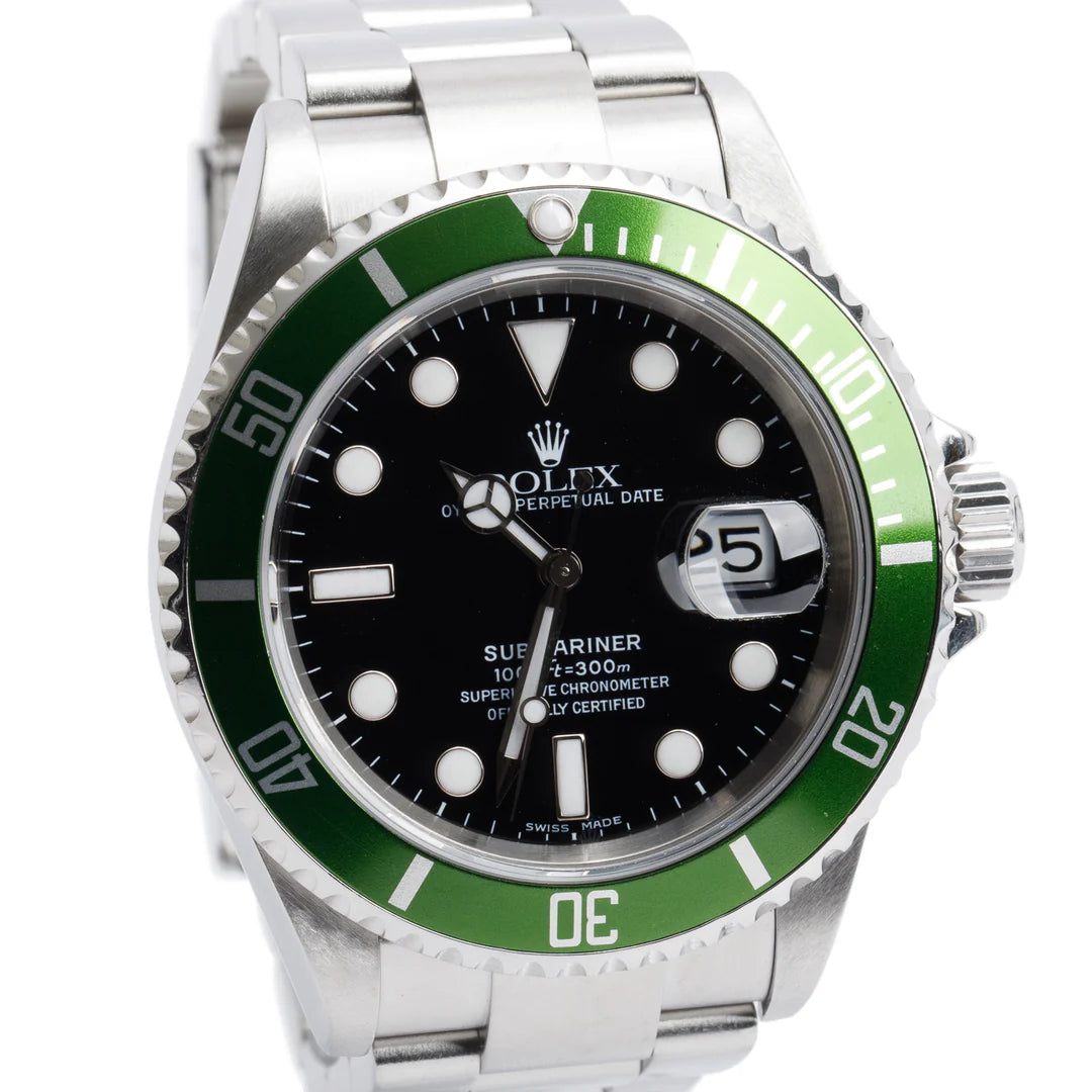 Stainless Steel Submariner Date 'Kermit' 40 MM Watch 16610T w/ Box Coeur Cult Core