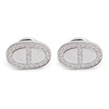 18k White Gold Diamond Chaine D'Ancre Contour Stud Earrings w/ Box