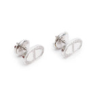 18k White Gold Diamond Chaine D'Ancre Contour Stud Earrings w/ Box