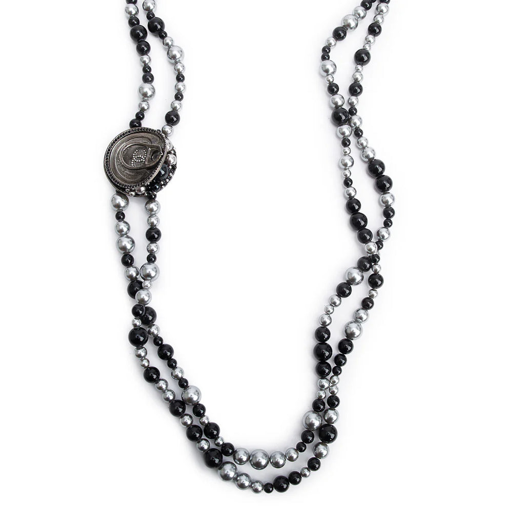 Ruthenium Faux Pearl &amp; Crystal Supermarket Soup Can Necklace w/ Box