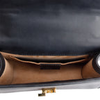 Black Calfskin Leather Web Mini Sylvie Chain Shoulder Bag Coeur Cult Core