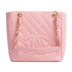 Pink Caviar Leather Petite Shopping Tote