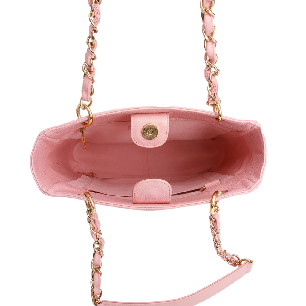 Pink Caviar Leather Petite Shopping Tote