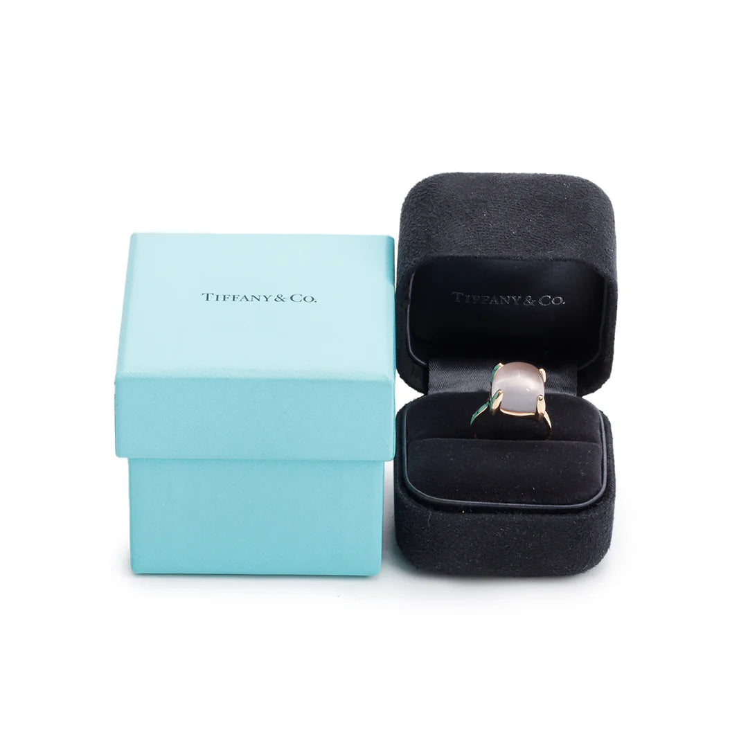 Paloma Picasso 18k Rose Gold Rose Quartz Sugar Stacks Ring, Size 6 w/ Box