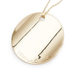 18k Yellow Gold Large Notes Round Pendant Necklace w/ Box